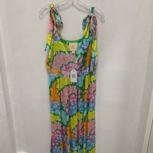 Bow Midi Dress in Bright Cheetah Print SIZE LG